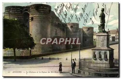 Angers - Le Chateau et le statue du Roi Rene - enfant - Cartes postales