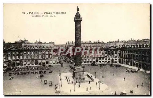 Paris - 1 - Place Vendome automobile - Ansichtskarte AK