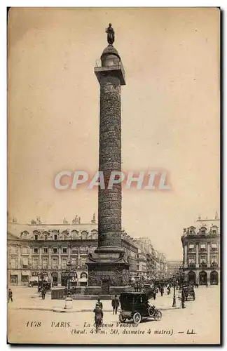 Paris 1 - Place Vendome automobile - Ansichtskarte AK