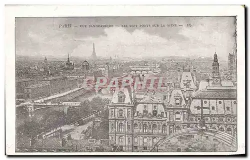 Paris - Vue Panoramique - Les Sept Ponts sur la Seine - Ansichtskarte AK