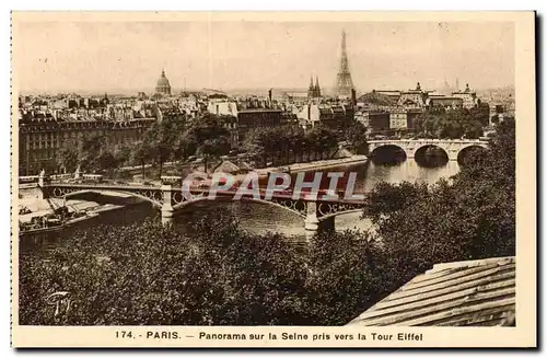 Paris Cartes postales Panorama sur la Sine pris vers la Tour Eiffel