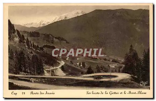 Cartes postales Route des Aravis Les lacets de la Giettz et le Mont Blanc