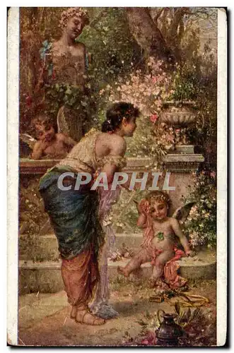 Cartes postales Fantaisie Cupidon fatigue