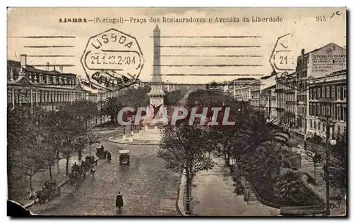 Portugal Lisboa Cartes postales Praca dos Restauradores e avenida da Liberdade