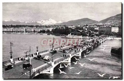 Suisse Moderne Karte Geneve Le pont du Mont Blanc et le Mont Blanc