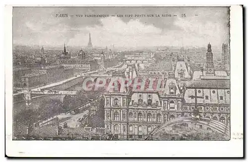 Paris Cartes postales Vue panoramique Les sept ponts sur la seine