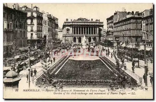 Marseille - Square de la Bourse et Monument de Pierre Puget - Ansichtskarte AK