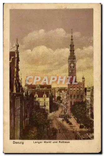 Allemagne Pologne Poland Danzig Cartes postales Langer Markt und Rathaus (marche)