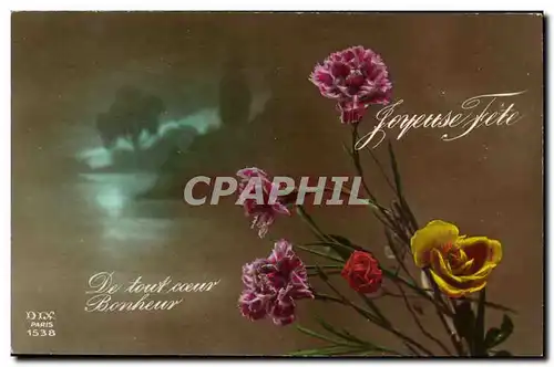 Cartes postales Fantaisie Joyeuse FEte (fleurs)