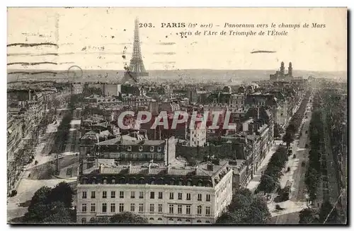 Paris - 15 - Panorama vers Champs de Mars pris l&#39Arc de Triomphe de l&#39Etoile - - Cartes postales