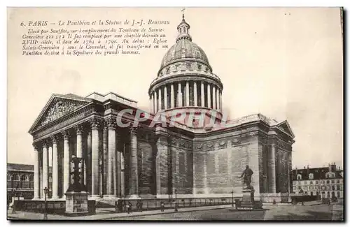 Paris - 5 - Le Pantheon et le statue de J J Rousseau - Ansichtskarte AK