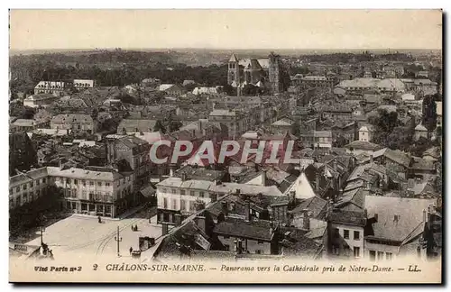 Cartes postales Chalons sur marne Panorama vers la cathedrale pris de Notre DAme