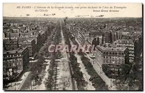 Paris 8 - L&#39Avenue de la Grande Armee vue prise du haut de l&#39Arc de Triomphe - Ansichtskarte AK