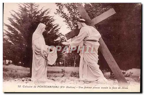 Cartes postales Calvaire de Pontchateau Une femme pieuse essuie la face de Jesus