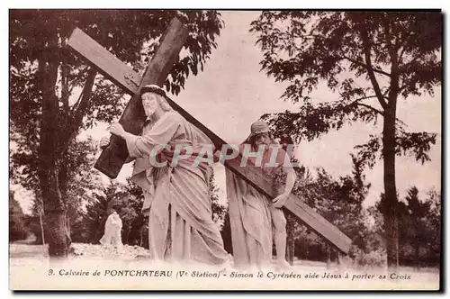 Ansichtskarte AK Calvaire de Pontchateau Simon le Cyreneen aide Jesus a porter sa croix