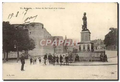 Angers Cartes postales Statue du Roi Rene et le chateau (enfants)