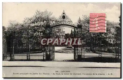 Angers Cartes postales Entree principale du jardin des plantes Au fond la statue de Chevreul l&#39inventeur de l