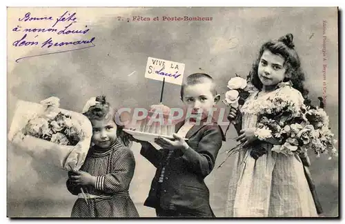 Fantaisie - Enfant - Fetes et Porte Bonheur - gateau - adorable children with birthday wishes - Ansichtskarte AK