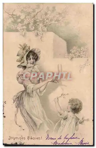 Fantaisie - Fete Paques - enfant et femme amusante - Rabbit shadow puppets Cartes postales