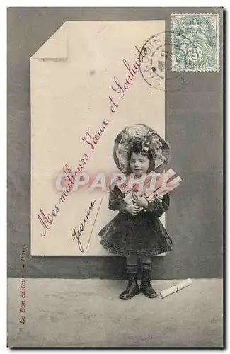 Fantaisie - Enfants - Mes Meilleurs Voeux et Souhaits - Child with hat - Ansichtskarte AK