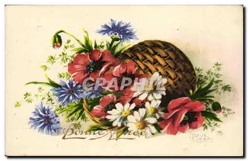 Cartes postales FAntaisie Bonne annee Fleurs