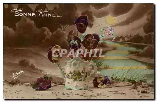 Cartes postales FAntaisie Bonne annee Fleurs