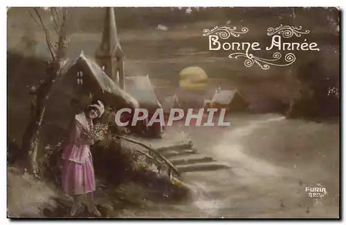 Cartes postales FAntaisie Bonne annee Femme