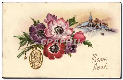 Cartes postales FAntaisie Bonne annee Fleurs