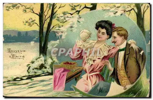 Cartes postales FAntaisie Souvenir amitie couple