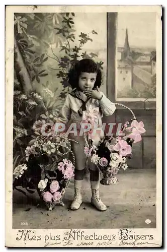 Cartes postales FAntaisie Mes plus affectueux baisers (enfant)