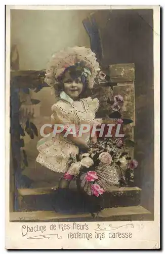 Cartes postales fantaisie Chacune de mes fleurs renferme une caresse (enfant)