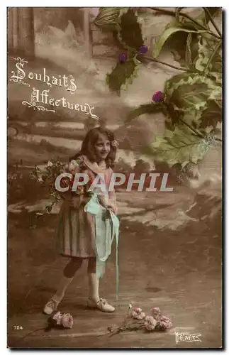 Cartes postales fantaisie Souhaits affectueux enfant