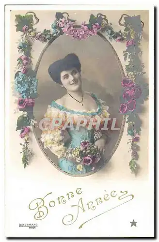 Cartes postales fantaisie Bonne annee Femme