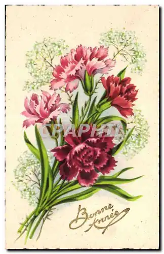 Cartes postales FAntaisie Fleurs Bonne annee