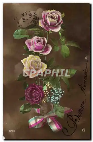 Cartes postales FAntaisie Bonne annee Fleurs