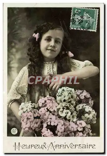 Cartes postales FAntaisie Roses Heureux anniversaire Enfant