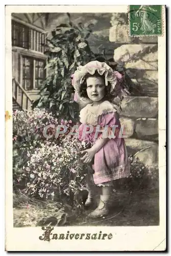 Ansichtskarte AK FAntaisie Roses Heureux anniversaire Enfant