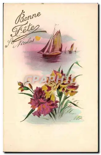 Cartes postales Fantaisie Bonne fete Nicolas Bateau