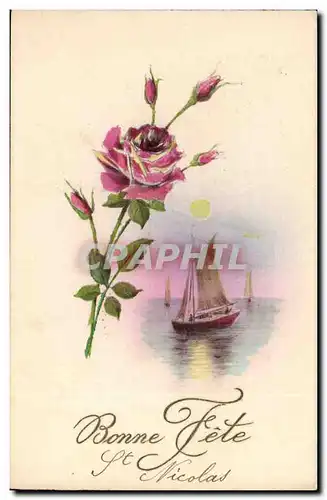 Cartes postales Fantaisie Bonne fete Nicolas Bateau