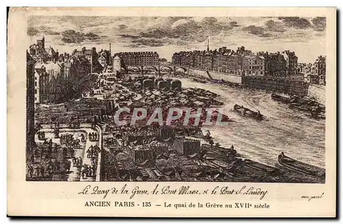 Cartes postales Le quai de la greve le pont Marie et le pont de Landry Ancien Paris au 18eme