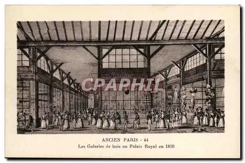 Cartes postales Histoire Ancien Paris Ls galeries de bois du Palais Royal en 1810