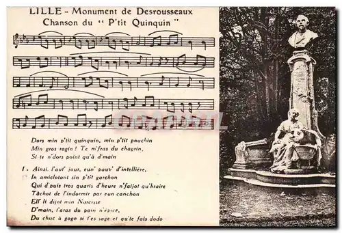 Cartes postales Lille Monument de desrousseaux Chanson du Ptit Quinquin