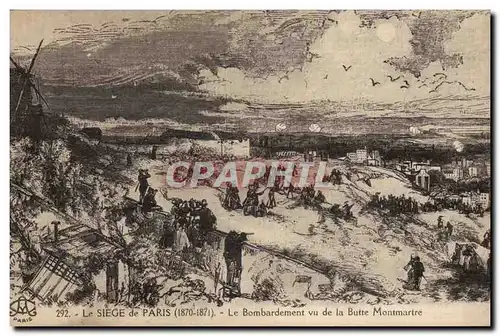 Cartes postales Histoire Le siege de Paris Le bombardement vu de la butte Montmartre