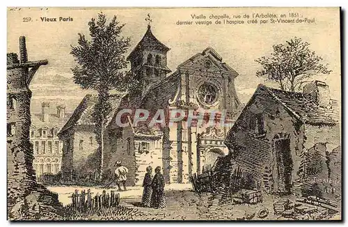 Cartes postales Histoire Vieux Paris Vieille chapelle rue de l&#39arbalete en 1851 vestige de l&#39hospice Saint