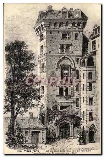 Cartes postales Histoire Vieux Paris Tour de Jean SAns peur rue du Petit Lion (rue Tiquetonne) vers 1862