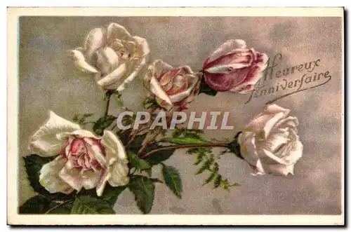 Cartes postales Fantaisie Voeux Bonne fete roses feurs