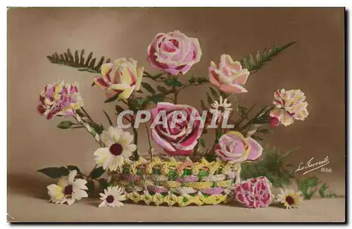 Cartes postales Fantaisie Voeux Fleurs Roses