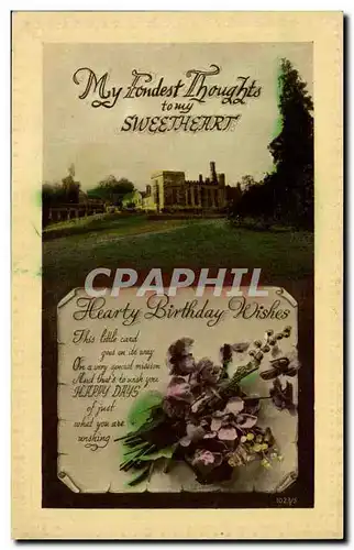 Cartes postales Fantaisie Voeux My fondest thoughts to my sweetheart birthday anniversaire