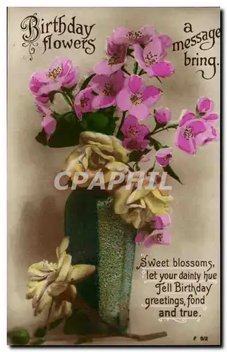 Cartes postales Fantaisie Fleurs Birthday flowers a message bring anniversaire