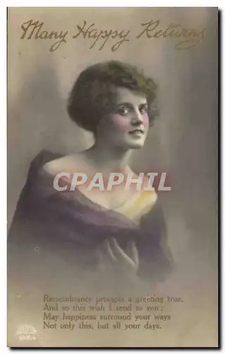 Cartes postales Fantaisie Many happy returns (femme)